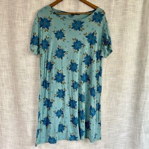 Gudrun Sjoden Lyocell Short Sleeve Tunic Dress Blue Floral